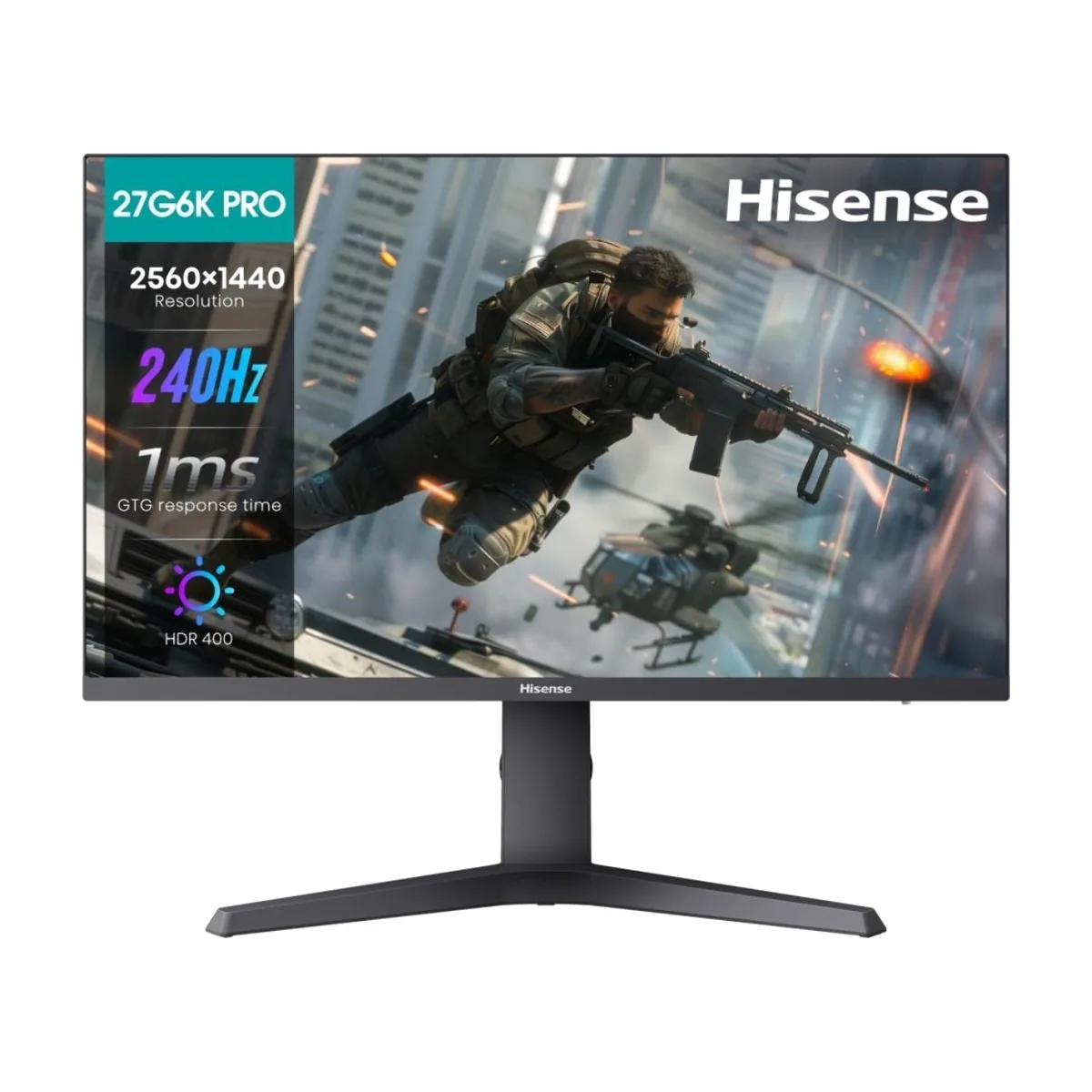 Монитор 27" Hisense 27G6K-PRO IPS 2560x1440, 240 Гц, 1 мс, 16:9, 320 кд/м², 2xHDMI, DisplayPort, HDR400, Flicker Free, Low Blue Light, RGB-подсветка, регулировка по высоте, поворот на 90 градусов, черный