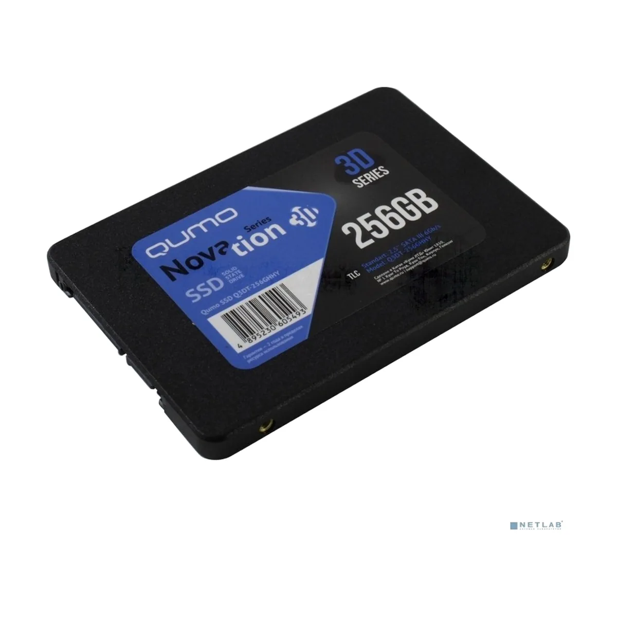 Накопитель SSD QUMO Novation 3D, 256Gb, 2.5", SATA III, R/W 540/520