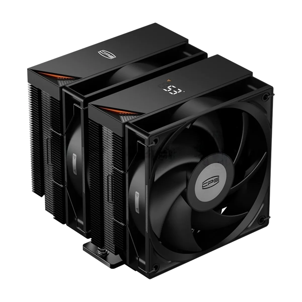 Кулер для процессора PCCooler RT620 Digital BK (250W, 4-pin PWM, LED temp., 157mm, 6x6mm, 2x120мм, 73.32CFM, 34.9dBA, 2200RPM, S: 1851/1700/1200/115X, AM5/AM4, черный)