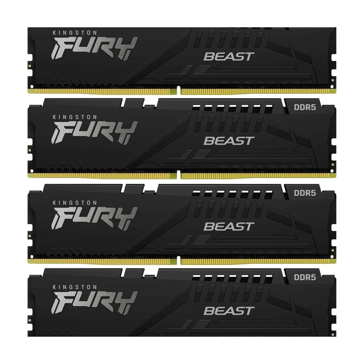 Оперативная память Kingston Fury Beast, DDR5, 128Gb (4x32Gb), 5200MHz, CL40, DIMM, радиатор, черный
