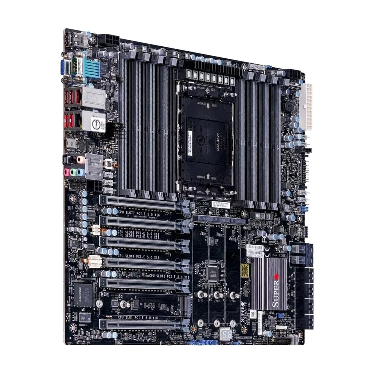 Материнская плата Supermicro X13SWA-TF, LGA4677, Intel W790, 16xDDR5, 8xSATA, 4xM.2 PCIe 5.0, 6xPCIe 5.0 x16, 1xVGA, 1x10GbE+1x1GbE LAN, 2xUSB 2.0+4xUSB 3.2 Gen2+1xUSB Type-C, 3x3.5 мм, 7.1, E-ATX