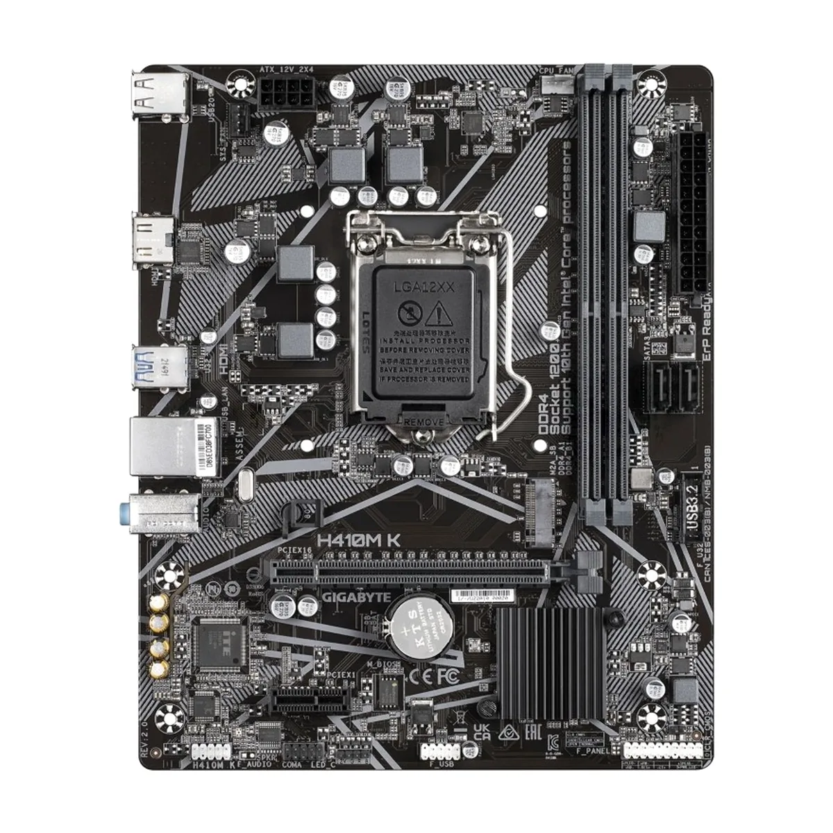 Материнская плата GIGABYTE H410M K rev. 2.0, LGA1200, Intel Q470, 2xDDR4, 2xSATA, 1xM.2, 1xPCIe 3.0 x16, HDMI, 1x1Gb LAN, 3x3.5 мм, 7.1, microATX