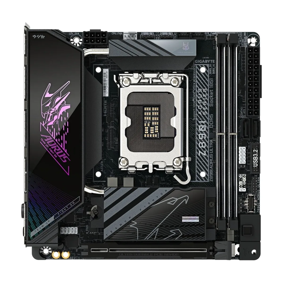 Материнская плата GIGABYTE Z890I AORUS ULTRA, LGA1851, Intel Z890, 2xDDR5, 2xSATA, 2xM.2, 1xPCIe 5.0 x16, DisplayPort, HDMI, USB Type-C, 1x2.5Gb LAN, Thunderbolt, 2x3.5 мм, 7.1, mini-ITX