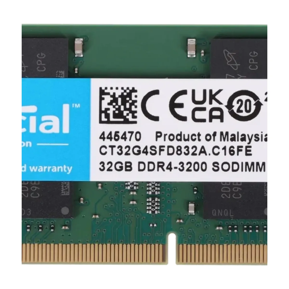 Оперативная память Crucial, DDR4, 32Gb (1x32 Gb), 3200 MHz, CL22, SO-DIMM, OEM