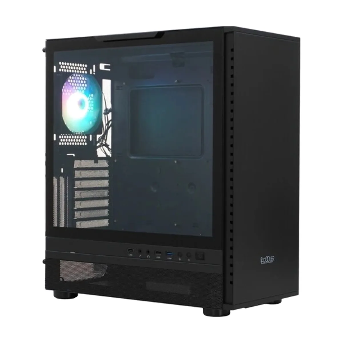 Компьютерный корпус PCCooler IE200 BK, Tempered Glass Full Tower, черный, TG, SPCC, 1x120мм ARGb E-ATX, ATX, mATX, mITX 180/380/220мм 4x2.5", 2x3.5", 7+3xPCI 1xUSB-A 3.0, 2xUSB-A 2.0 432x225x495мм
