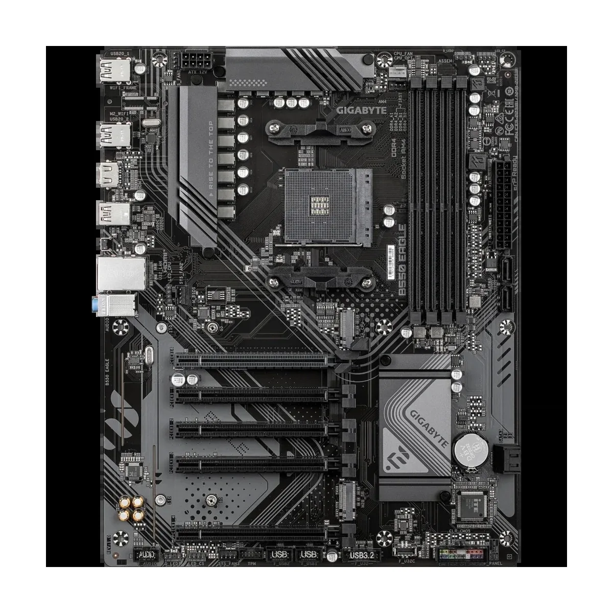 Материнская плата Gigabyte B550 EAGLE, AM4, AMD B550, 4xDDR4, 4xSATA, 2xM.2, 3xPCIe x16, HDMI, 1xGb LAN, USB Type-C, 3x3.5 мм, 7.1, ATX