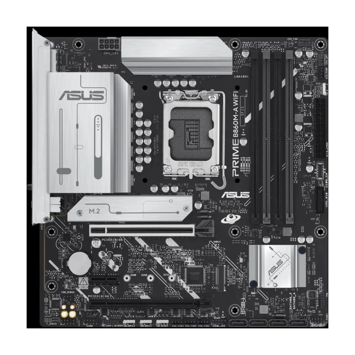 Материнская плата ASUS PRIME B860M-A WIFI, LGA1851, Intel B860, 4xDDR5, 4xSATA, 2xM.2, 1xPCIe 5.0 x16, DisplayPort, HDMI, 1x2.5Gb LAN, USB Type-C, 3x3.5 мм, 7.1, microATX