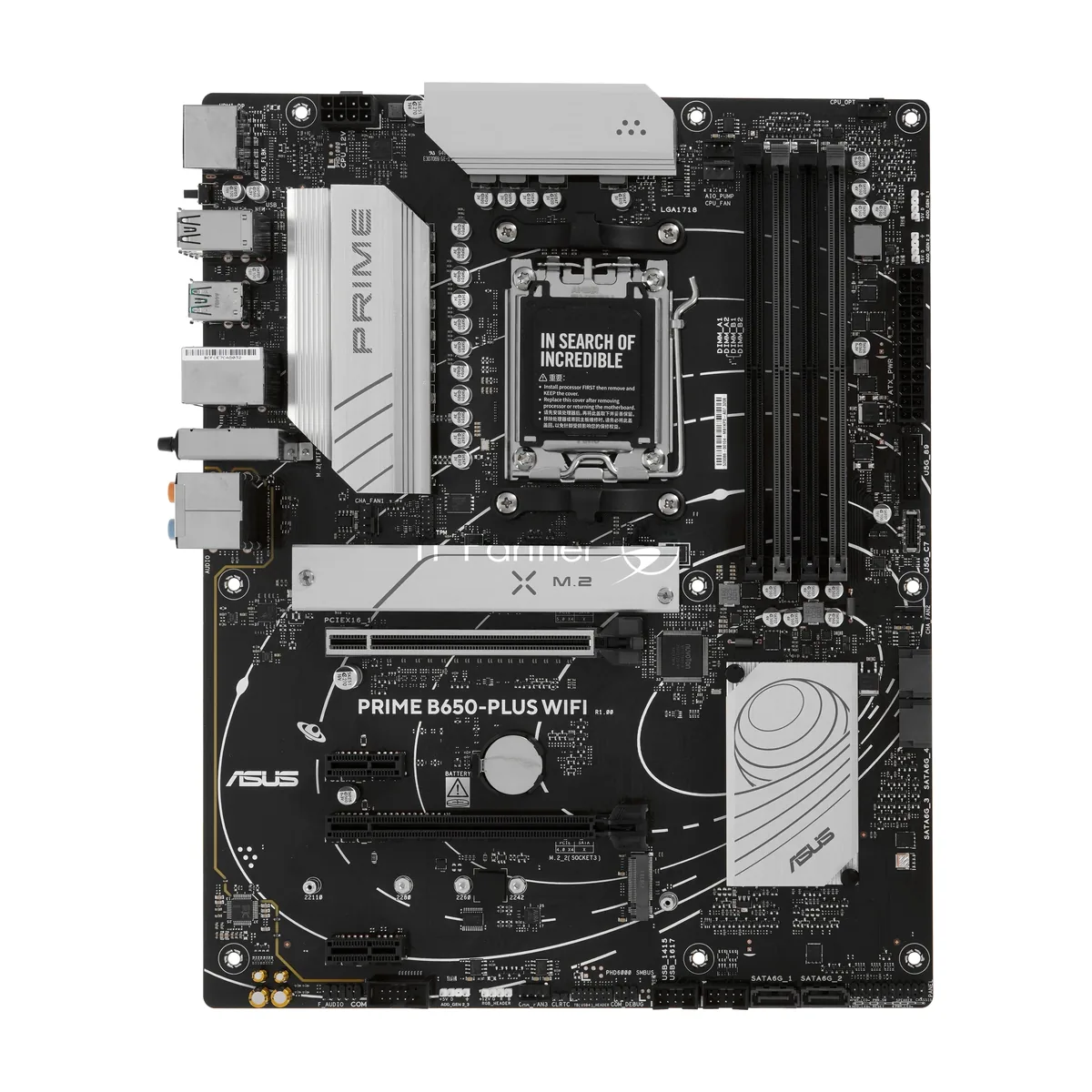 Материнская плата ASUS PRIME B650-PLUS WIFI, AM5, AMD B650, 4xDDR5, 4xSATA, 2xM.2, 1xPCIe 4.0 x16, 2xPCIe 4.0 x1, DisplayPort, HDMI, 1x2.5Gb LAN, 8xUSB, 5x3.5 мм, 7.1, ATX