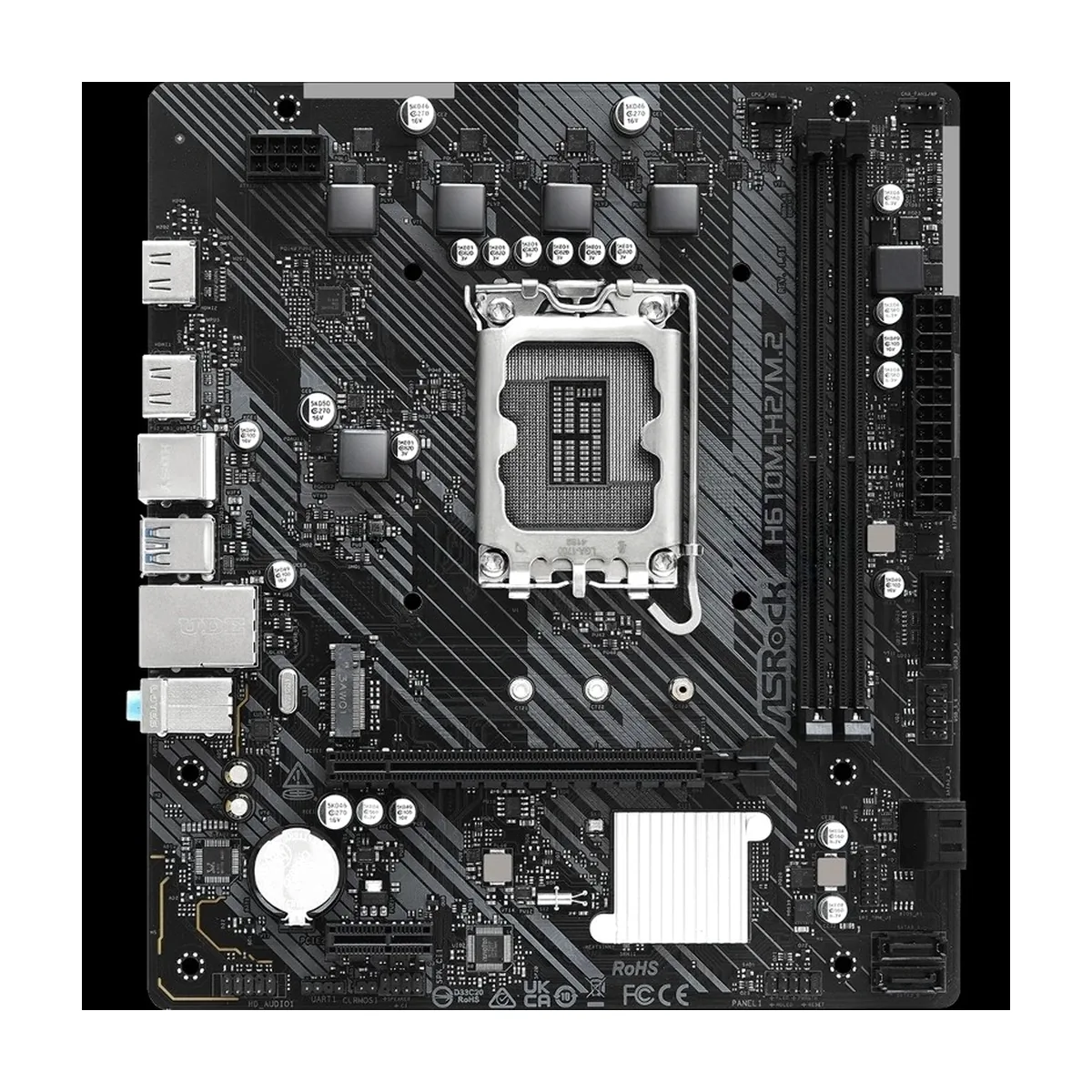Материнская плата ASRock H610M-H2/M.2, LGA1700, Intel H610, 2xDDR4, 4xSATA, 1xM.2, 1xPCIe 4.0 x16, 2xHDMI, 1x1Gb LAN, 3x3.5 мм, 7.1, microATX