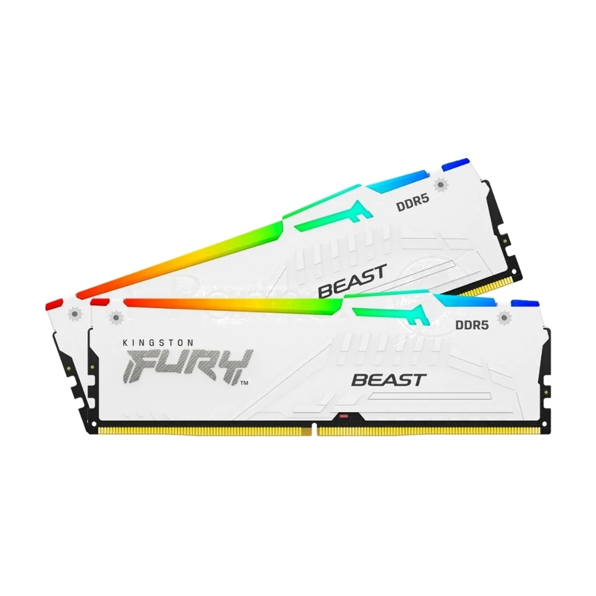 Оперативная память Kingston Fury Beast, DDR5, 64Gb (2x32Gb), 5600MHz, CL40, DIMM, с радиатором, RGB, белый