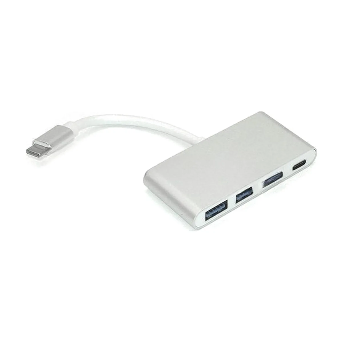 Адаптер Type-C на USB 3.0*3 + Type-С для MacBook серебристый