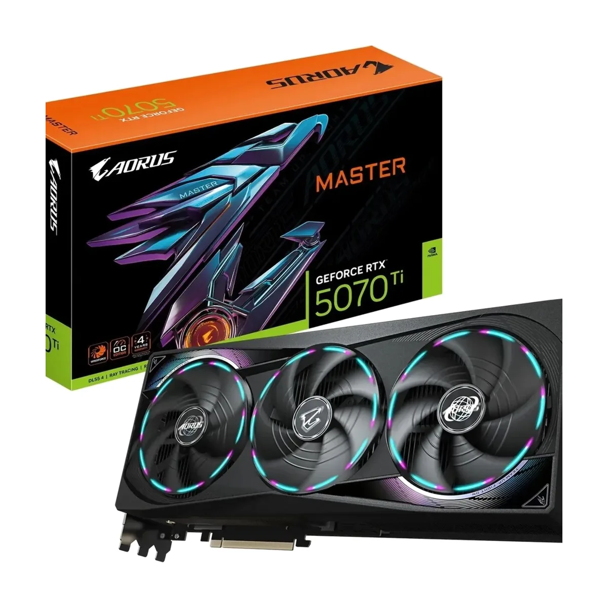 Видеокарта Gigabyte GeForce RTX 5070 TI, 16Gb GDDR7, 256 bit, HDMI, DP, GPU 2300 MHz
