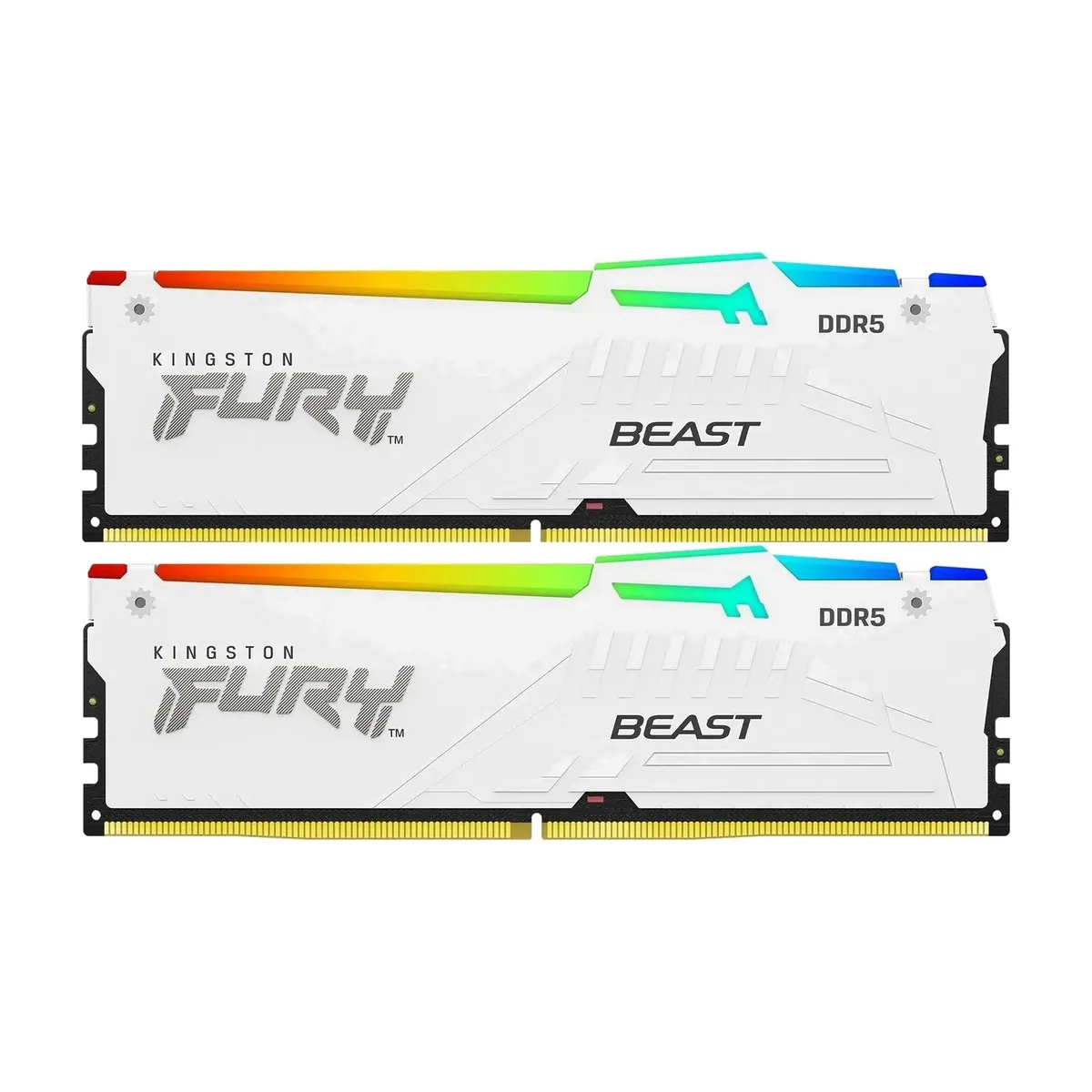 Оперативная память Kingston Fury Beast, DDR5, 32Gb (2x16GB), 6000MHz, CL30, DIMM, с радиатором, RGB, белый