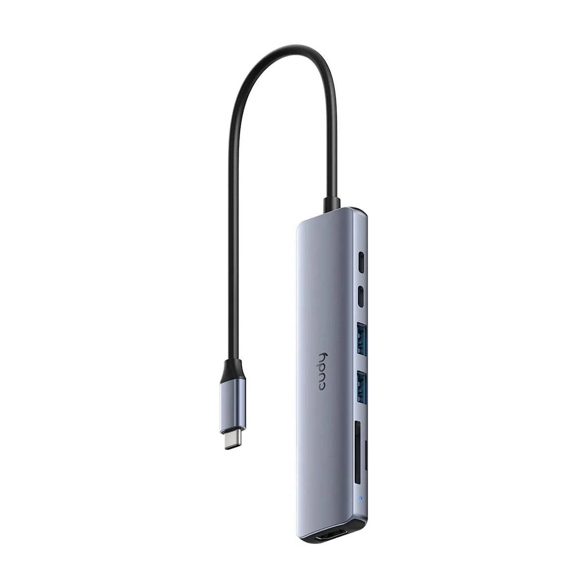 Концентратор USB CUDY UH407, USB Type-C, HDMI, microSD/SD, адаптер/USB Type-C