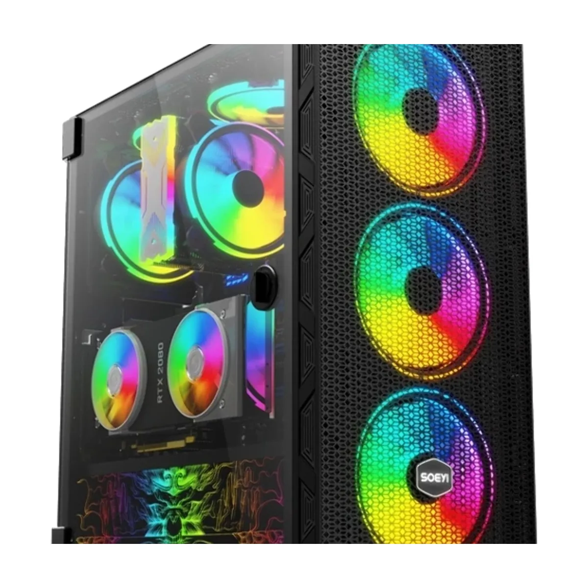 Компьютерный корпус SOEYI "AX8-B20 SOEYI ATX case with черный coating front panel with flat bigger mesh, without"