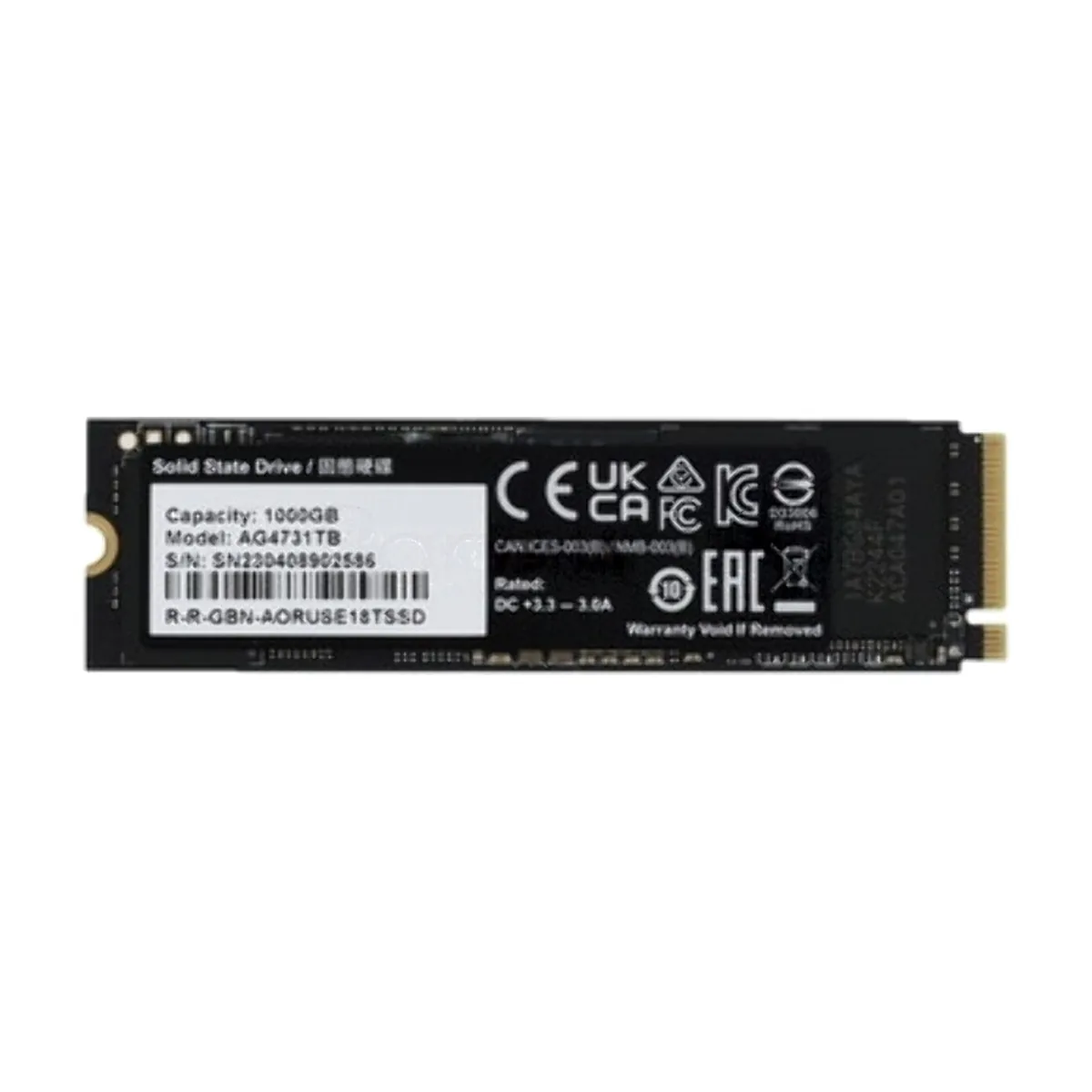 Твердотельный накопитель SSD Gigabyte M.2 2280 1TB AORUS Client SSD AG4731TB N PCI-Express 4.0 x4, NVMe 1.4 7300/6000 RTL, without heatsink