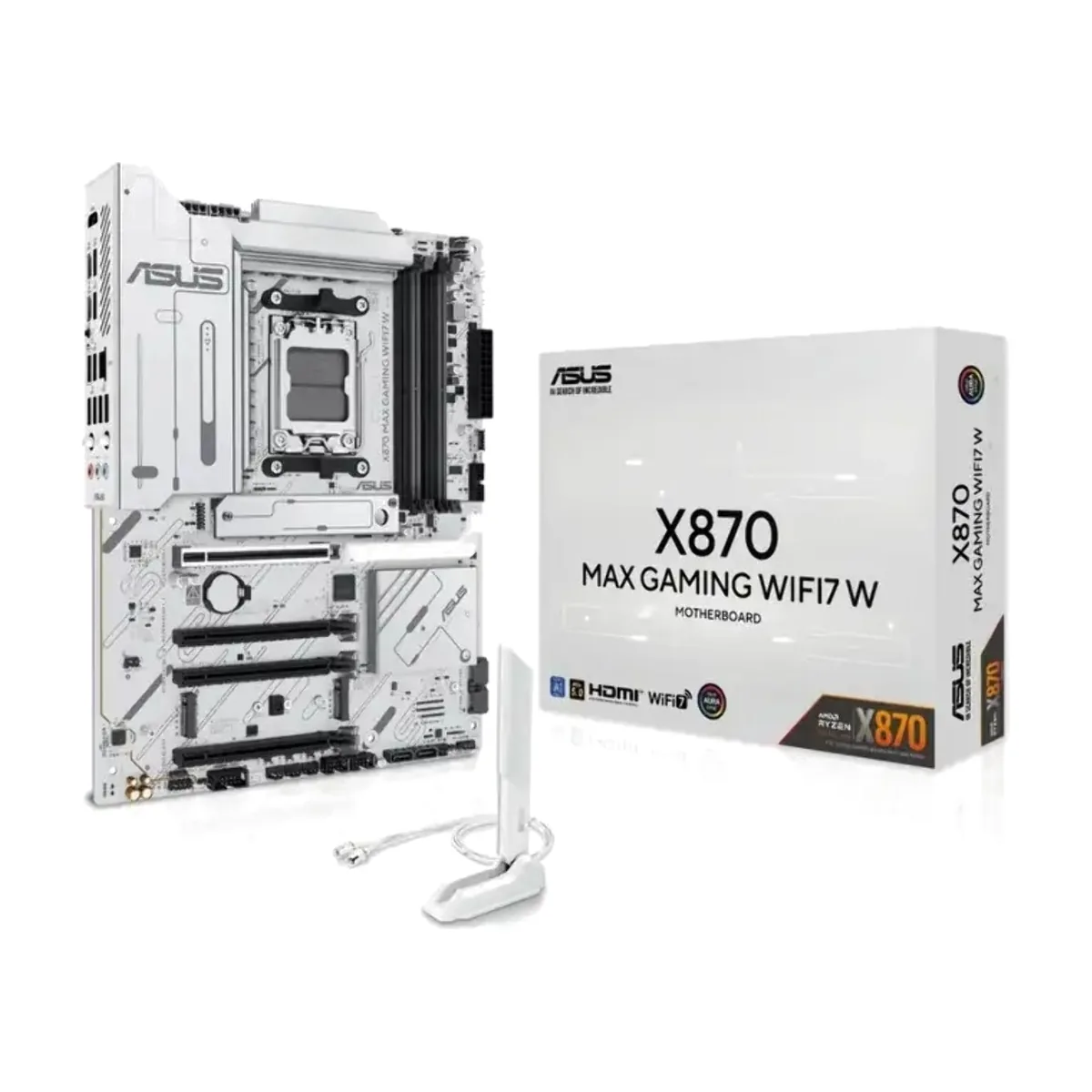 Материнская плата ASUS X870 MAX GAMING WIFI7 W, AM5, AMD X870, 4xDDR5, 4xSATA, 3xM.2, 1xPCIe 5.0 x16, 2xPCIe 4.0 x16, 1xPCIe 3.0 x16, HDMI, 1x2.5Gb LAN, USB Type-C, 3x3.5 мм, 7.1, ATX