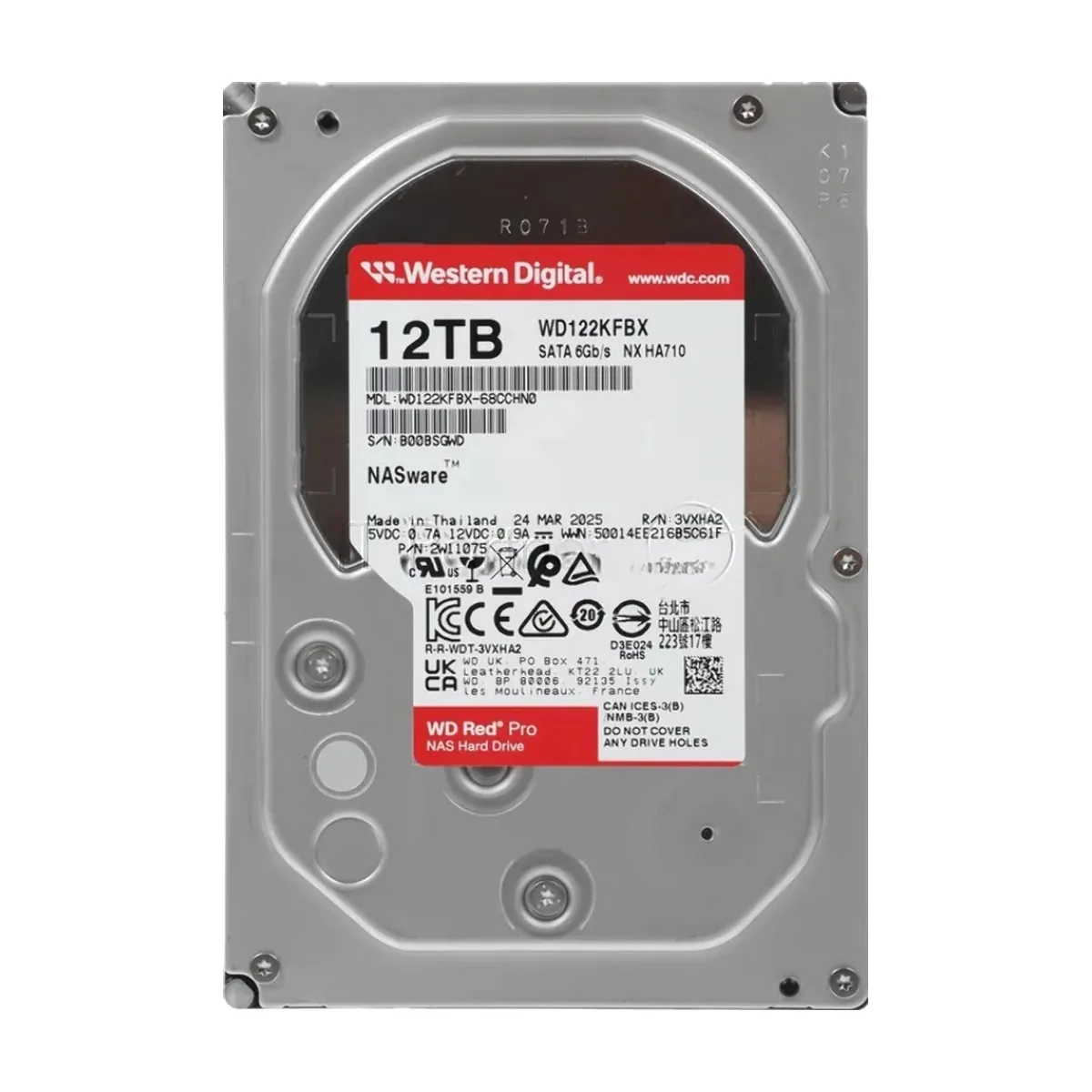 Жесткий диск WD SATA-III 12Tb WD122KFBX NAS Red Pro (7200rpm) 512Mb 3.5"