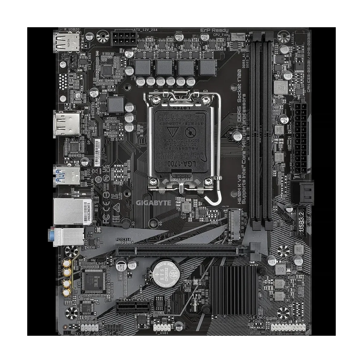 Материнская плата GIGABYTE H610M K V2, LGA1700, Intel H610, 2xDDR5, 2xSATA, 1xM.2, 1xPCIe 4.0 x16, DisplayPort, HDMI, 1x1Gb LAN, 3x3.5 мм, 7.1, microATX