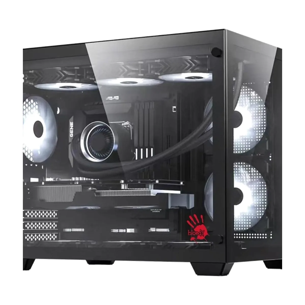 Компьютерный корпус Bloody BD-CC108 черный без БП mATX 9x120мм 2xUSB 3.0 audio bott PSU