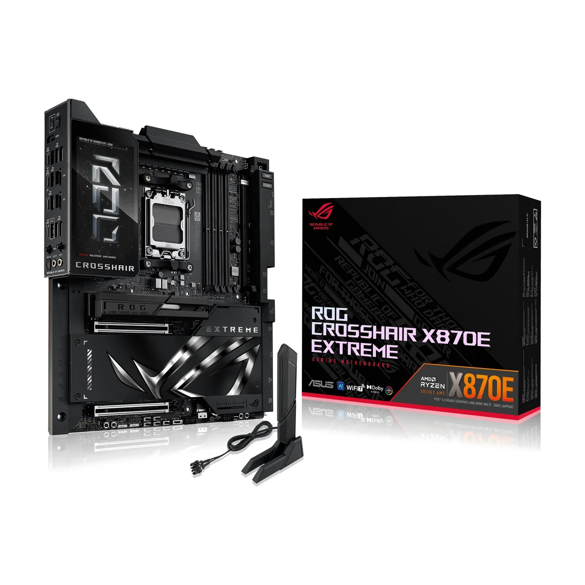 Материнская плата ASUS ROG CROSSHAIR X870E EXTREME, AM5, AMD X870E, 4xDDR5, 4xSATA, 5xM.2, 1xPCIe 5.0 x16, HDMI, 2x10Gb LAN, USB Type-C, Wi-Fi 7, Bluetooth, 2x3.5 мм, 7.1, E-ATX