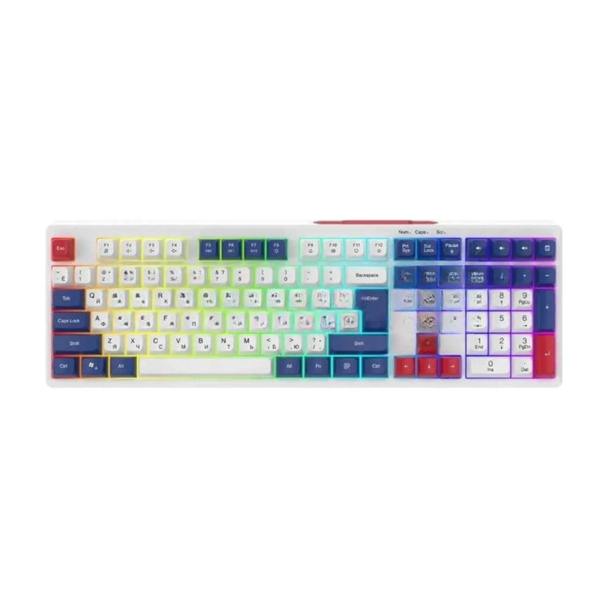 Клавиатура Oklick 725G проводная, USB Type-A, белый/красный