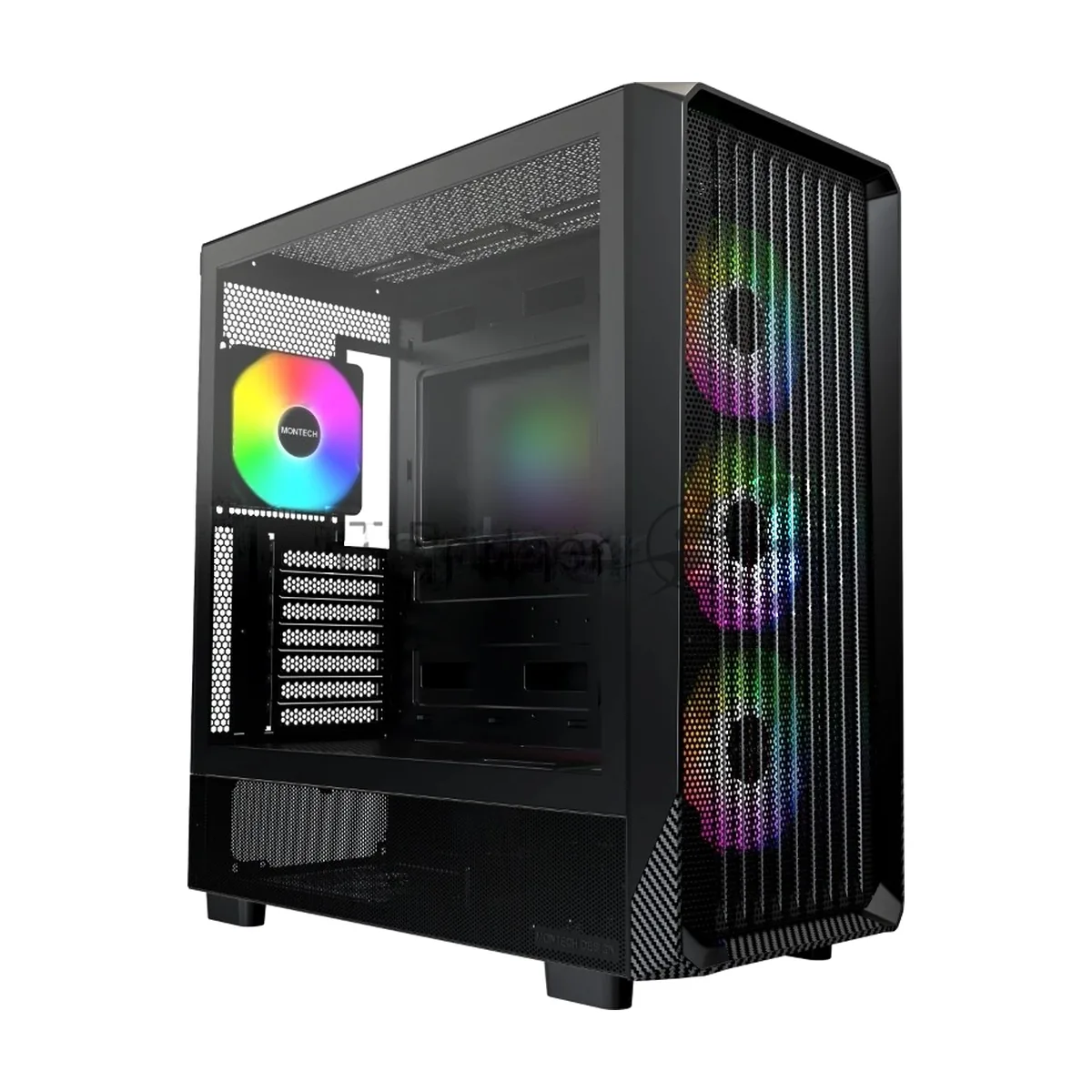 Компьютерный корпус Montech X5 черный без БП ATX 4x120мм 1xUSB2.0 1xUSB3.0 audio bott PSU