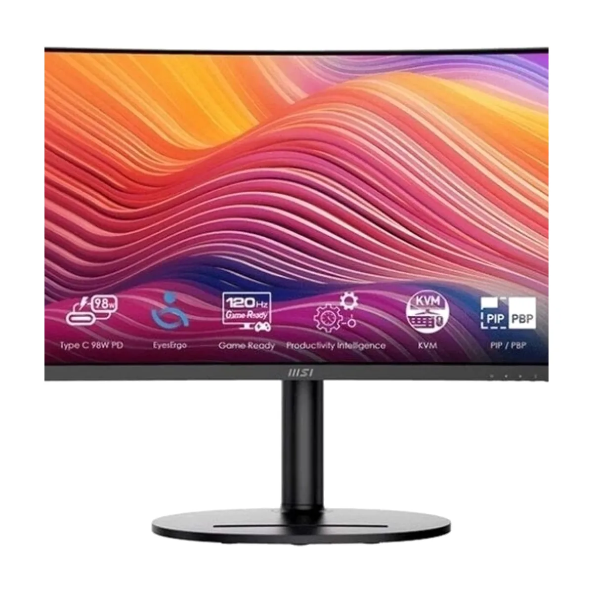 Монитор 34" MSI Modern MD342CQP VA 3440x1440, 120 Гц, 4 мс, 21:9, 300 кд/м², 2xHDMI 2.0b, DP 1.4a, USB-C, USB Hub (2x USB 3.0), 3.5 Jack, динамики (2x3 Вт), Adaptive-Sync, изогнутый экран (1500R), черный