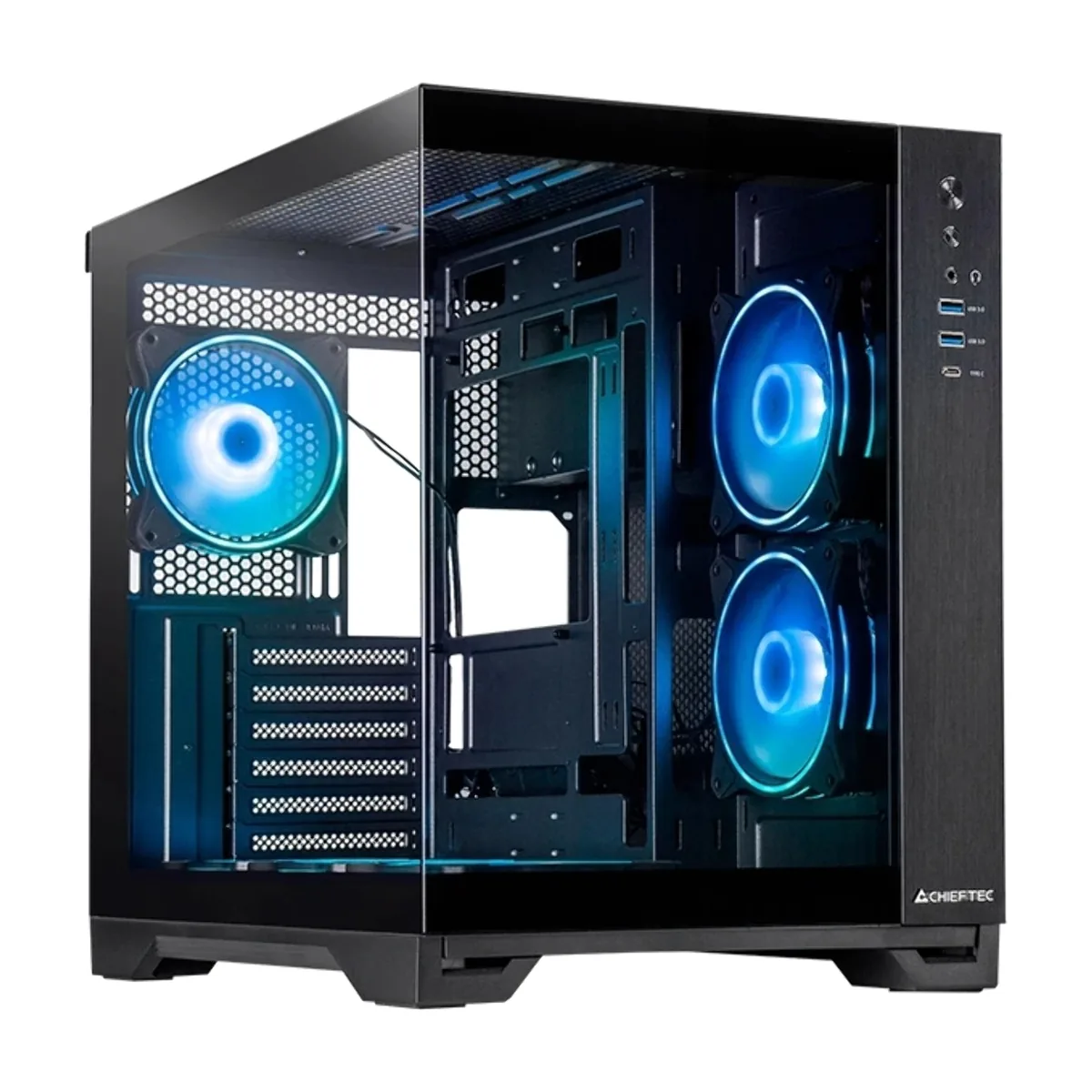 Компьютерный корпус Chieftec Visio черный без БП ATX 2x80мм 4x120мм 2x140мм 1xUSB 2.0 2xUSB 3.0 audio bott PSU