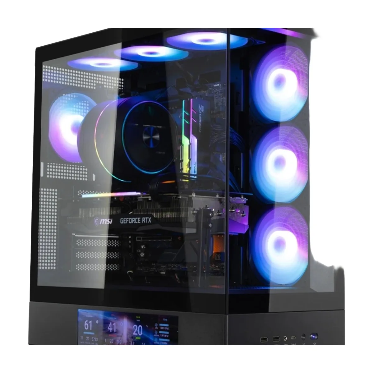 Компьютерный корпус ZALMAN P40 DS, ATX, черный, WINDOW, 9.1-inch LCD screen, 2xCombo(2.5” or 3.5”), 1x2.5”, 1xUSB TYPE-C, 2xUSB 3.0, SIDE 3x120мм ARGb, REAR 1x120мм ARGb
