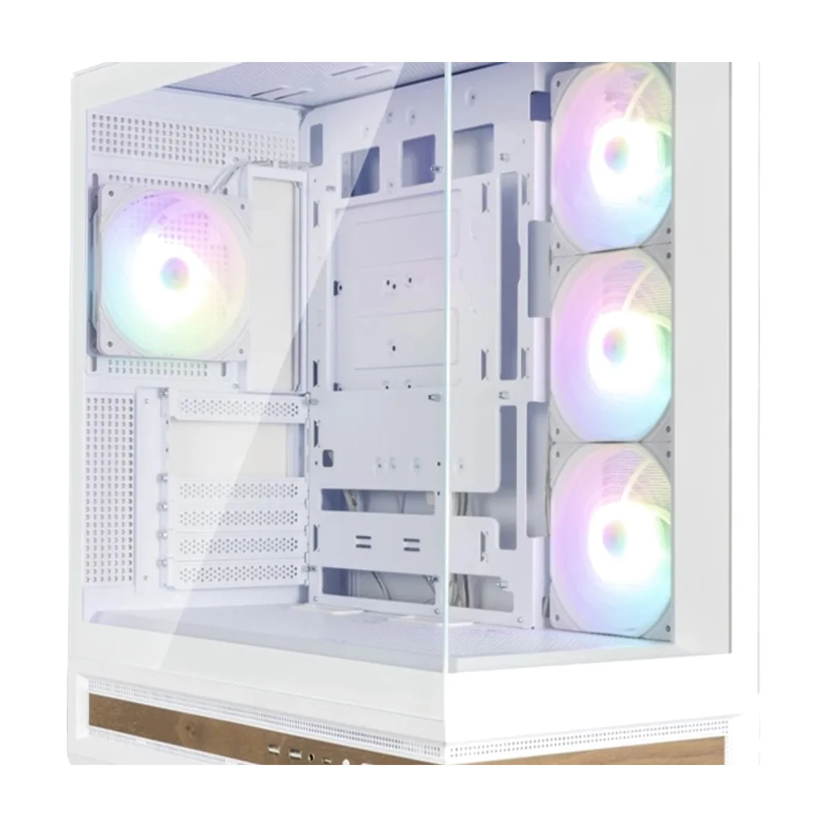 Компьютерный корпус ZALMAN P40 NAMU, ATX, белый, WINDOW, WOODEN ELEMENTS, 2xCombo(2.5” or 3.5”), 1xUSB TYPE-C, 2xUSB 3.0, SIDE 3x120мм ARGB, REAR 1x120мм ARGB