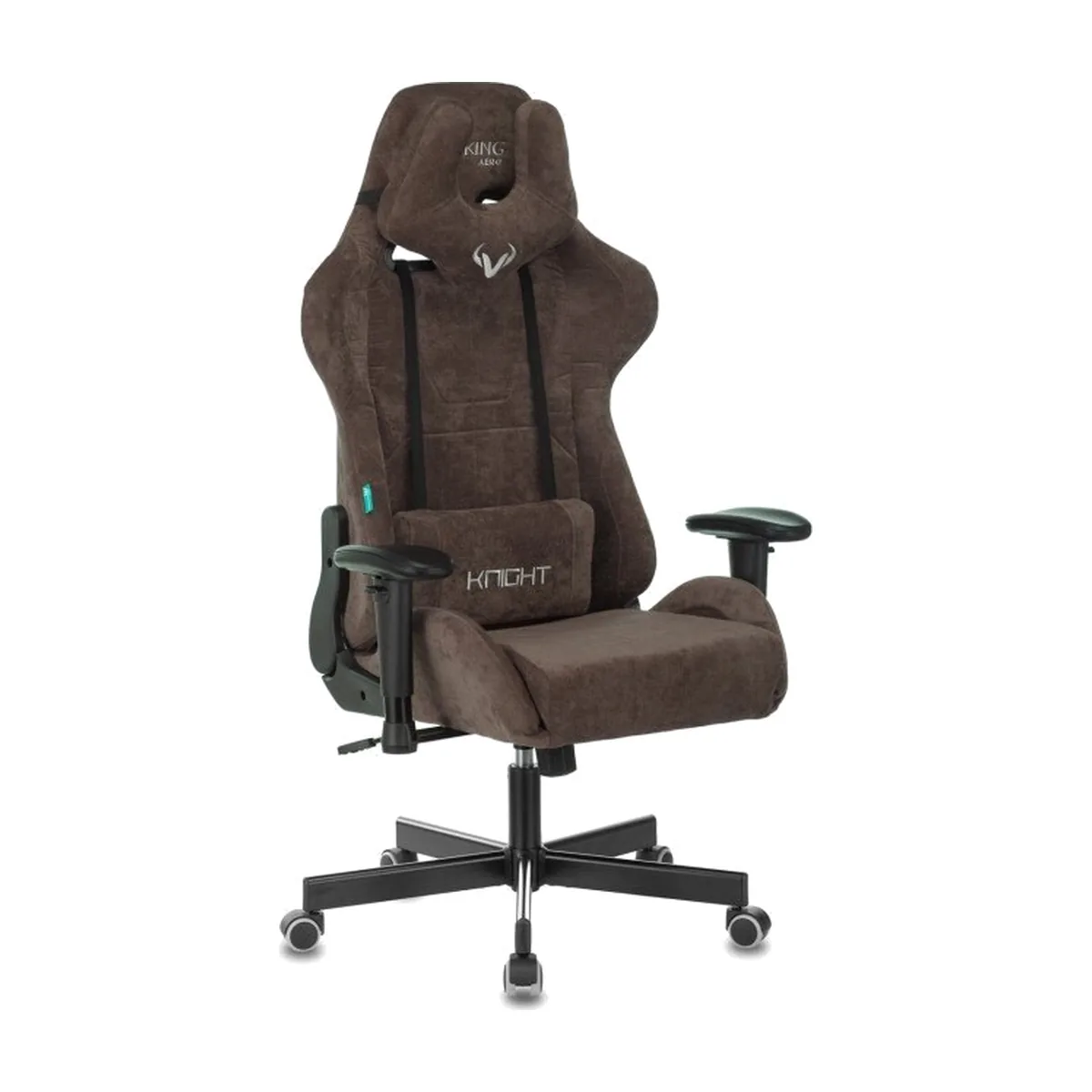 Кресло игровое Knight Regal Fabric черный/серый, иск. замша, крестов. металл