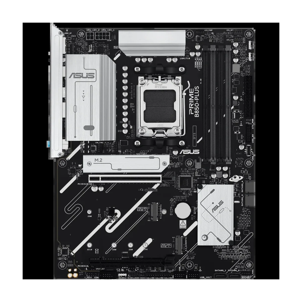 Материнская плата ASUS PRIME B850-PLUS-CSM, AM5, AMD B850, 4xDDR5, 4xSATA, 3xM.2, 1xPCIe 5.0 x16, 1xPCIe 4.0 x4, 1xDP, 1xHDMI, 1x2.5Gb LAN, 1xUSB-C 10Gbps, 3xUSB-A 10Gbps, 2xUSB-A 5Gbps, 2xUSB-A 2.0, 3x3.5 мм, 7.1, ATX