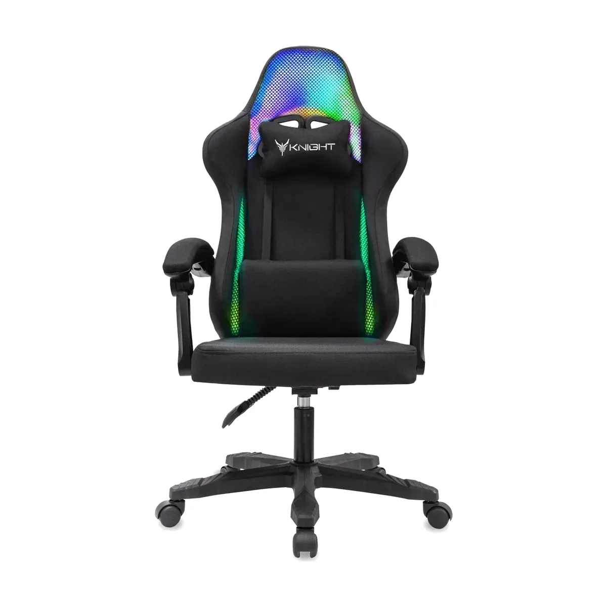 Кресло игровое Knight Wolf RGb черный, крестов. пластик