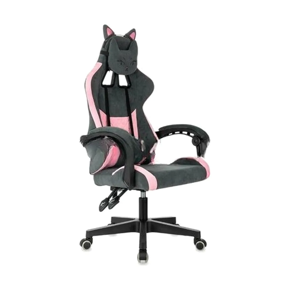 Кресло игровое Knight Kitty Fabric серый/розовый крестов. пластик