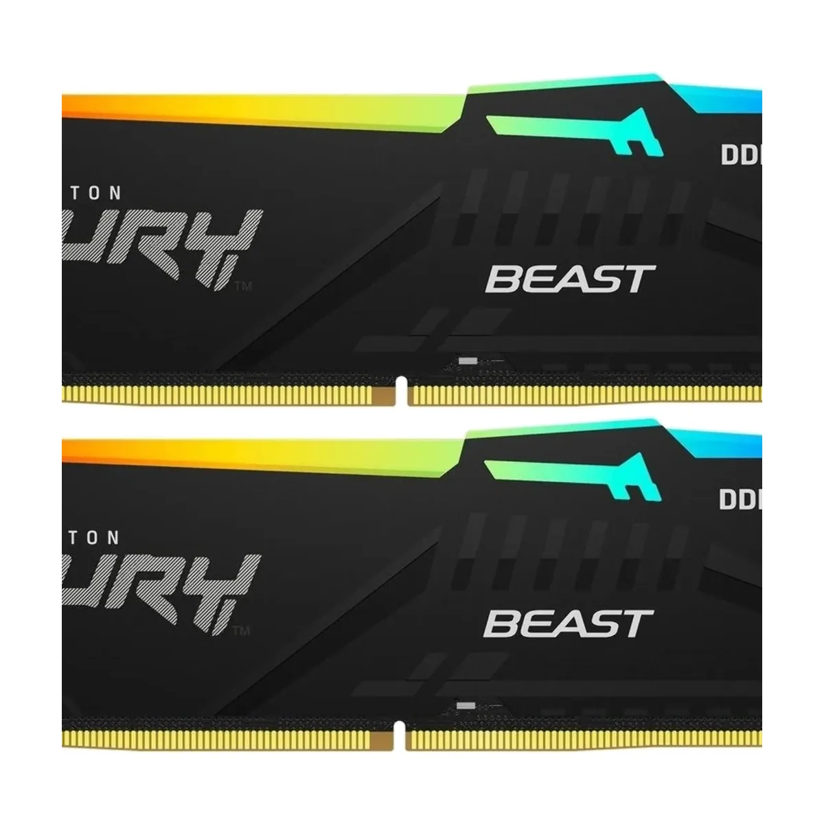 Оперативная память Kingston Fury BeastRGB, DDR5, 64GB (2x32GB), 5600 MHz, CL40, с радиатором, RGB, черный