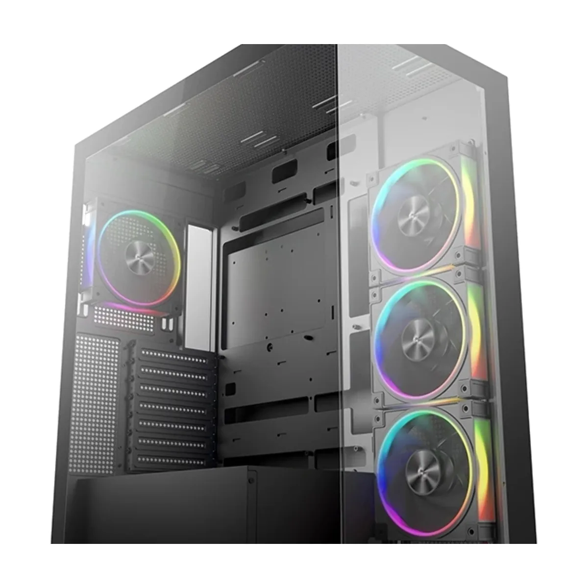Компьютерный корпус Deepcool CG580 4F V2 без БП, боковое окно (панорама), 4x120мм ARGB PWM вентилятора, черный, ATX (R-CG580-BKADA4-G-2)