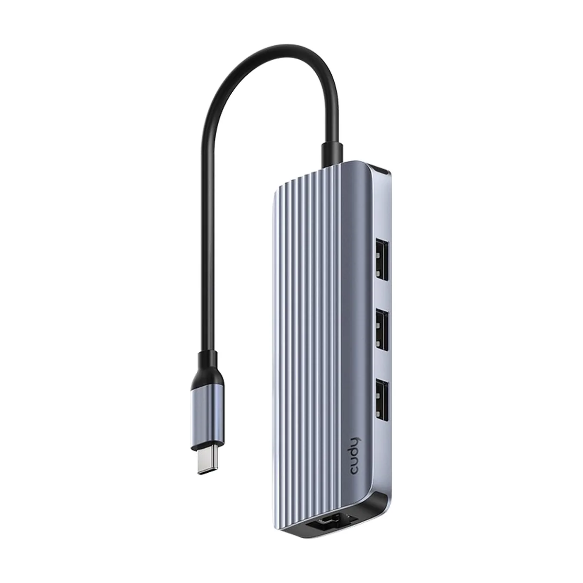 Концентратор USB CUDY UH606, USB Type-C, HDMI + RJ-45 + USB, USB Type-C