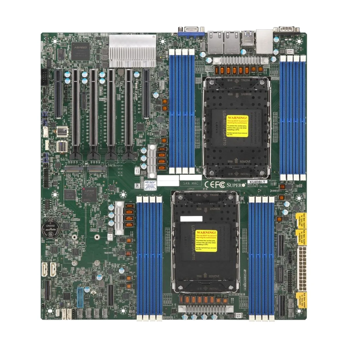 Материнская плата Supermicro X14DBI-T, LGA4710, SoC, 16xDDR5 RDIMM, 10xSATA 6Gb/s, 2xM.2 PCIe, 4xPCIe 5.0 x16, 2xPCIe 5.0 x8, 1xVGA, 2x 10Gb LAN, 1x 1Gb LAN, 4xUSB 3.0, 0x3.5 мм, E-ATX
