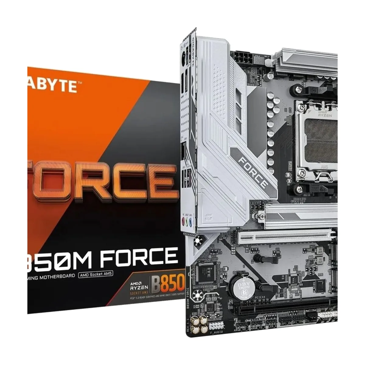 Материнская плата GIGABYTE B850M FORCE, AM5, AMD B850, 2xDDR5, 4xSATA, 3xM.2, 1xPCIe 5.0 x16, DisplayPort, HDMI, 1x2.5Gb LAN, 3x3.5 мм, 7.1, microATX
