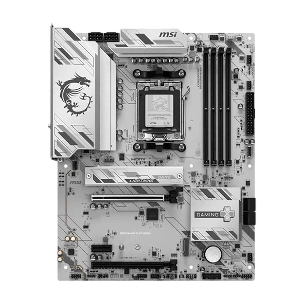 Материнская плата MSI B850 GAMING PLUS WIFI6E, AM5, AMD B850, 4xDDR5, 4xSATA, 2xM.2, 1xPCIe 4.0 x16, 1xPCIe 4.0 x4, 1xPCIe 3.0 x1, 1xDP, 1xHDMI, 1x2.5Gb LAN, Wi-Fi 6E, Bluetooth 5.3, 1xUSB-C 10Gbps, 3xUSB-A 10Gbps, 4xUSB-A 5Gbps, 2x3.5 мм, 7.1, ATX