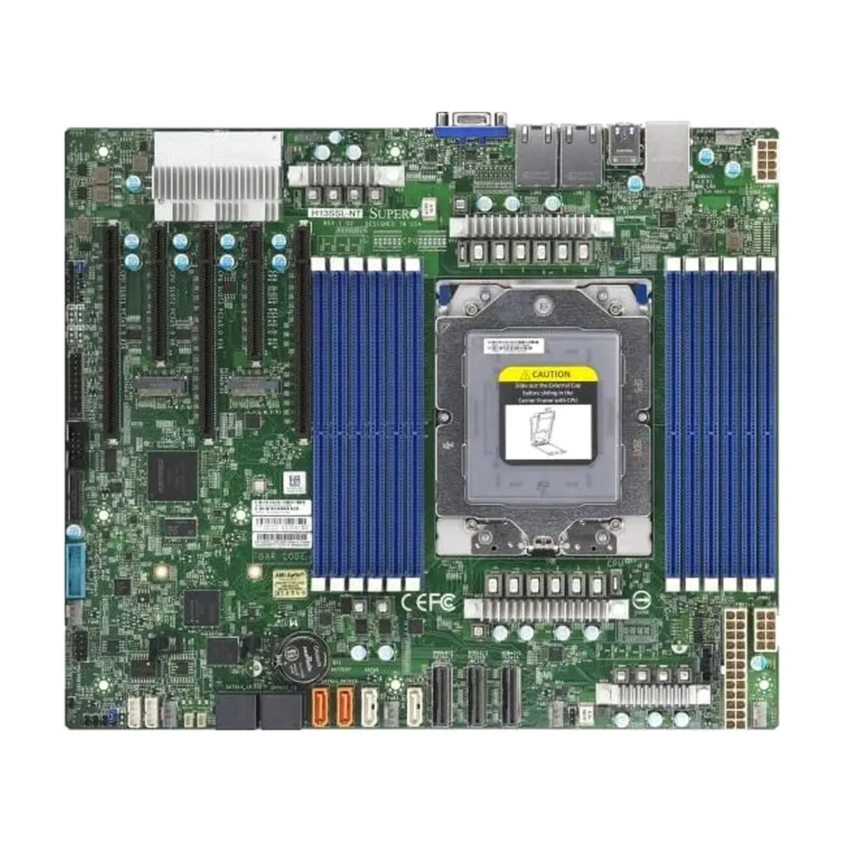 Материнская плата Supermicro H13SSL-NT, SP5, SoC, 12xDDR5 RDIMM, 8xSATA, 2xM.2 PCIe 5.0 x4, 3xPCIe 5.0 x16, 2xPCIe 5.0 x8, 1xVGA, 2x10GbE LAN, 4xUSB 3.0, ATX