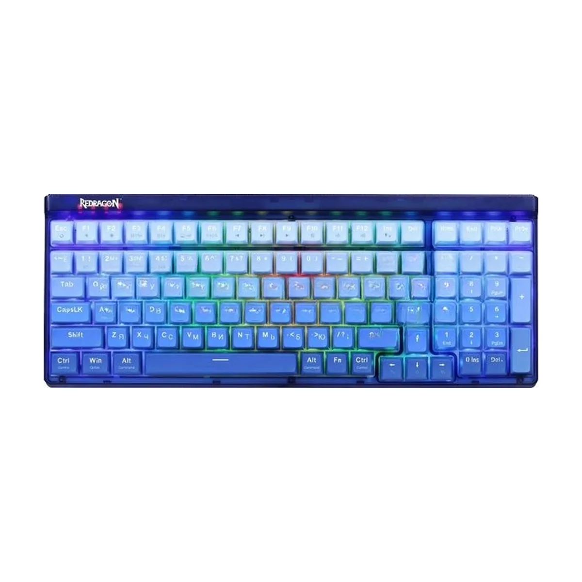 Клавиатура беспроводная Redragon Garen Pro RU RGb, бел/син, градиент,BT+2.4