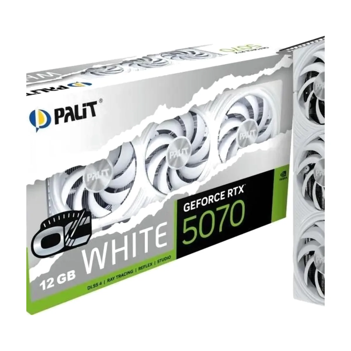 Видеокарта Palit GeForce RTX 5070 WHITE OC, 12 GB GDDR7, 192 bit, 3xDisplayPort, HDMI, GPU 2325 MHz