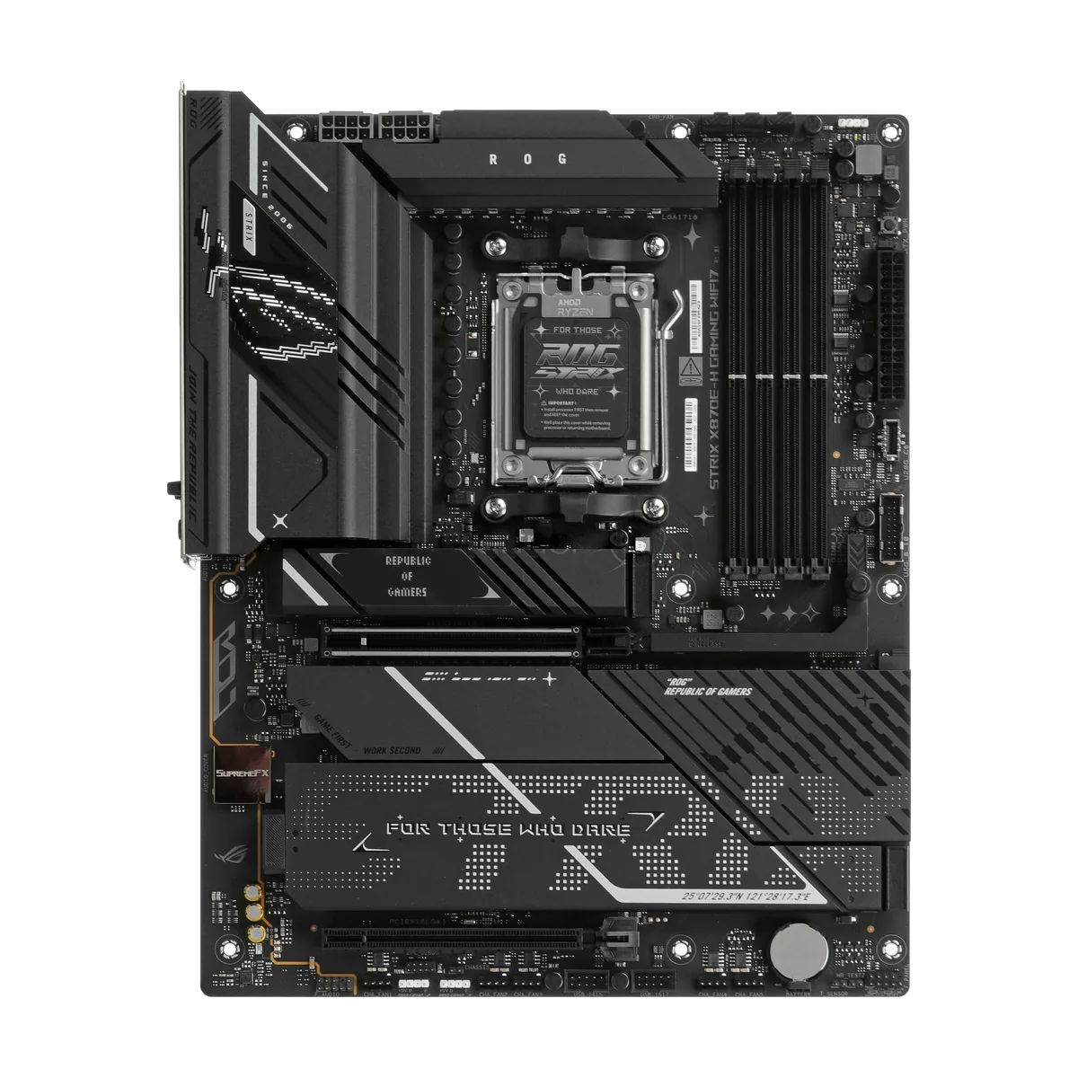Материнская плата ASUS ROG STRIX X870E-H GAMING WIFI7, AM5, AMD X870E, 4xDDR5, 4xSATA, 4xM.2, 1xPCIe 5.0 x16, HDMI, USB Type-C, 1x5Gb LAN, Wi-Fi 7, Bluetooth, 2x3.5 мм, 7.1, ATX