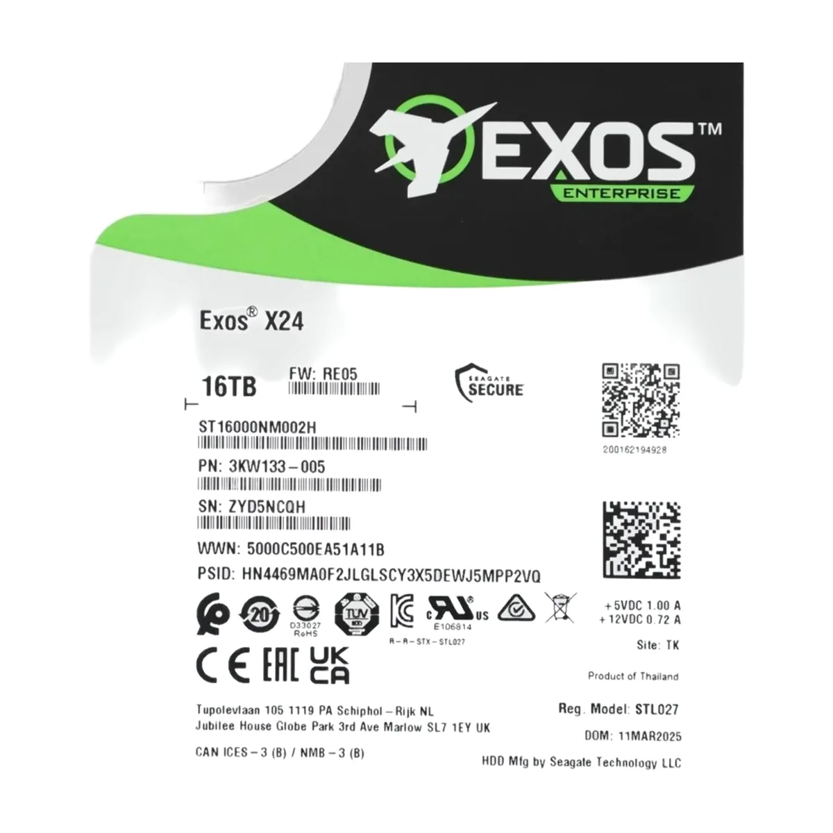 Жесткий диск HDD Seagate Exos X24 12Tb 7200rpm SATA 512Mb 3.5"