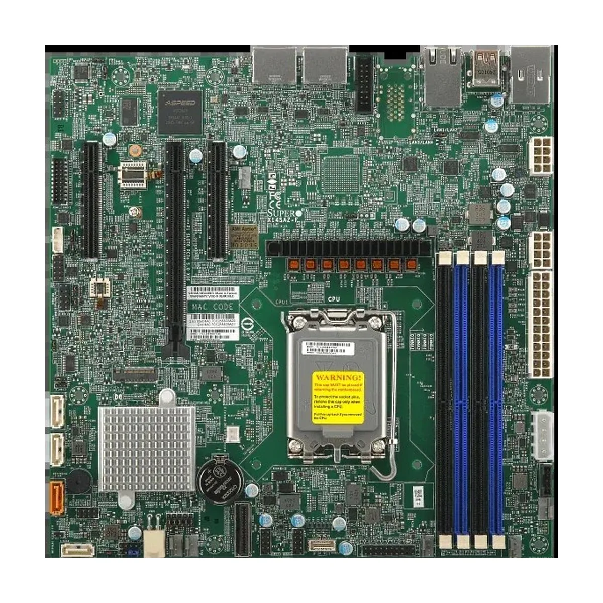 Материнская плата Supermicro X14SAZ-F, LGA1851, Intel W880, 4xDDR5, 4xSATA, 1xM.2 PCIe 5.0 x4, 1xPCIe 5.0 x16, 2xPCIe 4.0 x4, 1xVGA, 2xHDMI, 2xDisplayPort, 2x2.5Gb LAN, 4xUSB 3.2 Gen2, 7.1, microATX