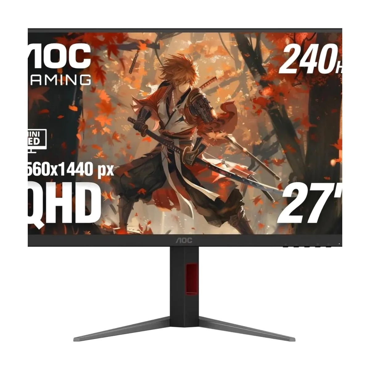 Монитор 27" AOC Q27G4ZMN VA 2560x1440, 240 Гц, 1 мс, 16:9, 450 кд/м² (пиковая 1200 кд/м²), Mini LED, DisplayHDR 1000, HDMI 2.0, DP 1.4, 3.5 Jack, FreeSync, Adaptive-Sync, черный