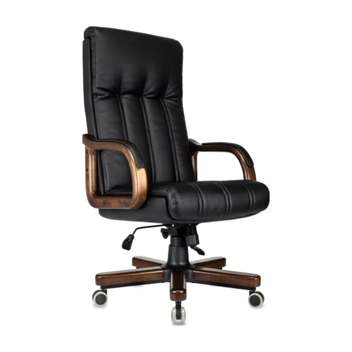Кресло руководителя Бюрократ T-9932Walnut черный, кожа, крестов. металл/дерево