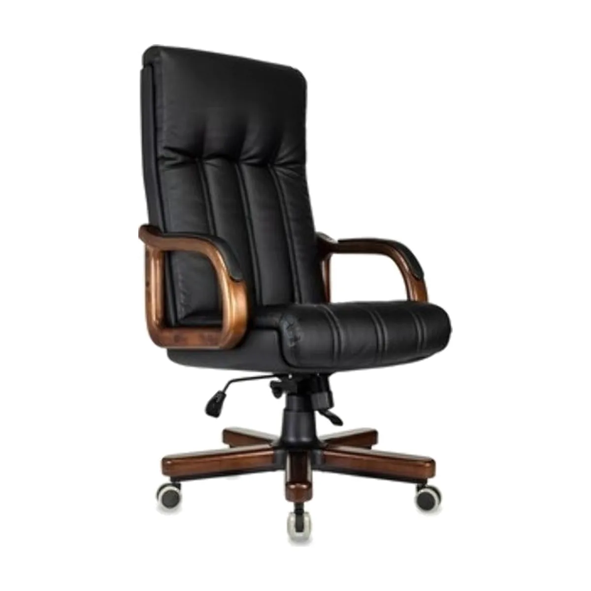 Кресло руководителя Бюрократ T-9932Walnut-Low черный, кожа, низк. спин. крестов. металл/дерево